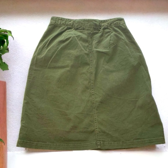 LOGG By H&M Olive zip front midi skirt- 4 - Picture 2 of 3